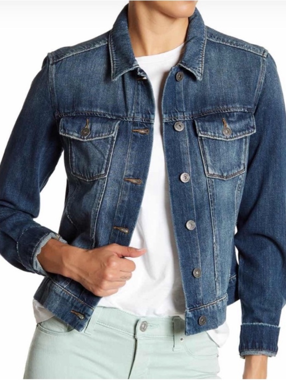 Paige Aveline Denim Jacket in Junya Destructed Wash Small